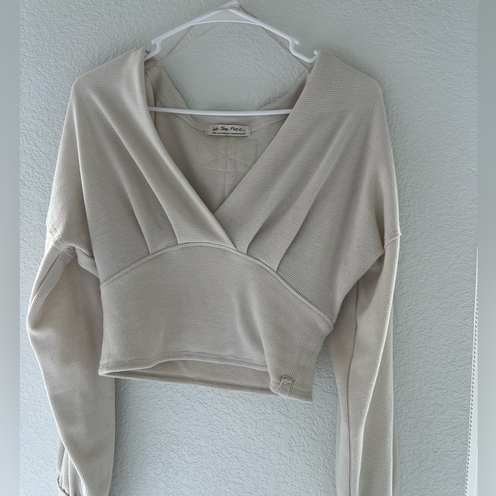 We the Free All Nighter Long Sleeve Surplice Crop Top